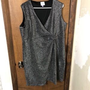 Serra Women’s XL Knot Front Black Glitter Dress